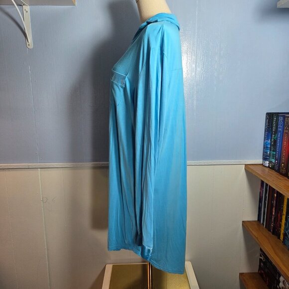 Zexxy Extra Large Sky Blue Silky Details Button Up Longsleeve V Neck Sleepshirt - Picture 7 of 10